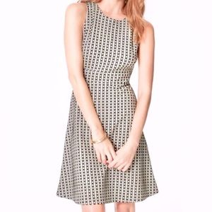 LOFT Fit + Flair Women's Black + White Textured Skater Dress Size 6